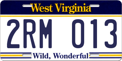 WV license plate 2RM013
