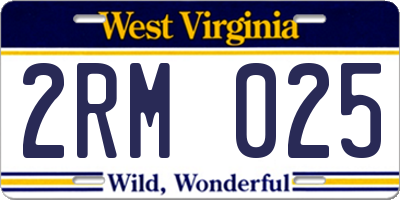 WV license plate 2RM025