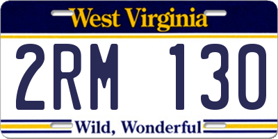 WV license plate 2RM130