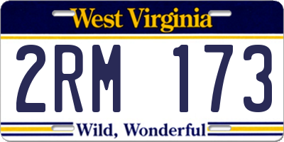 WV license plate 2RM173