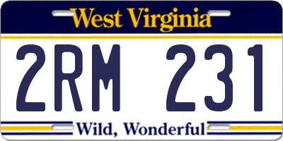 WV license plate 2RM231