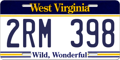 WV license plate 2RM398