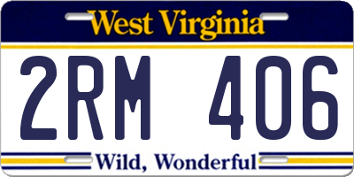 WV license plate 2RM406