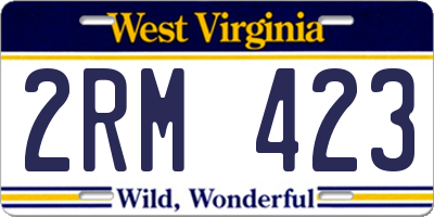 WV license plate 2RM423