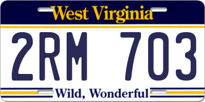 WV license plate 2RM703