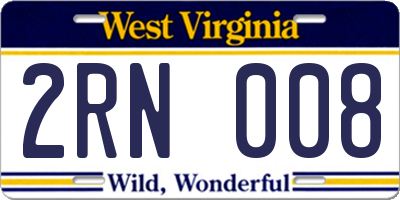 WV license plate 2RN008