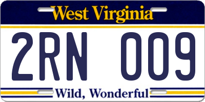 WV license plate 2RN009