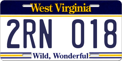 WV license plate 2RN018