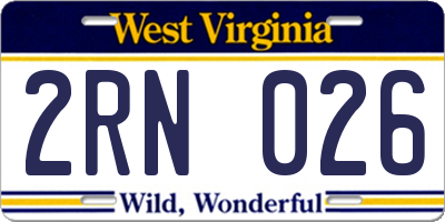 WV license plate 2RN026