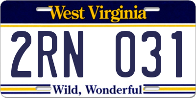 WV license plate 2RN031