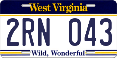 WV license plate 2RN043