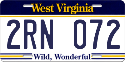 WV license plate 2RN072