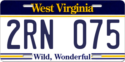 WV license plate 2RN075