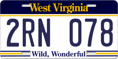 WV license plate 2RN078