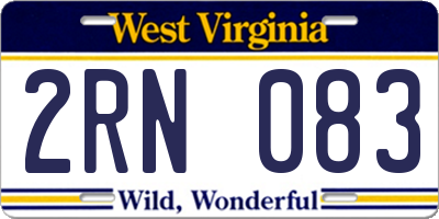 WV license plate 2RN083