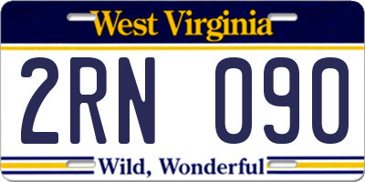 WV license plate 2RN090