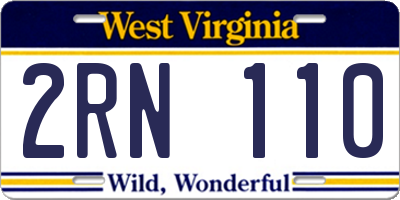 WV license plate 2RN110