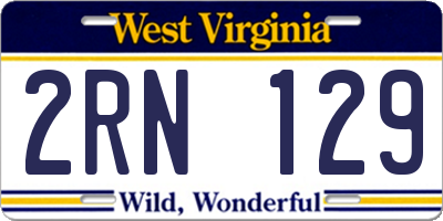 WV license plate 2RN129