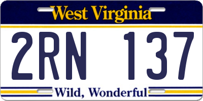 WV license plate 2RN137