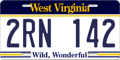 WV license plate 2RN142
