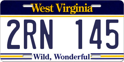 WV license plate 2RN145