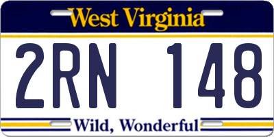WV license plate 2RN148
