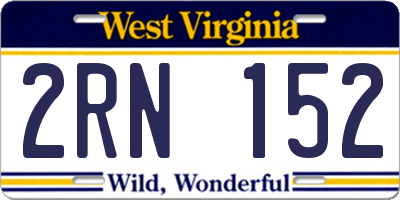 WV license plate 2RN152