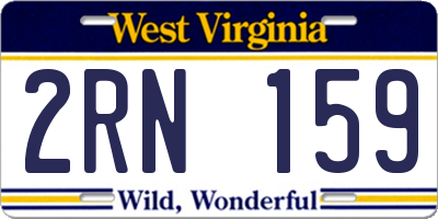 WV license plate 2RN159