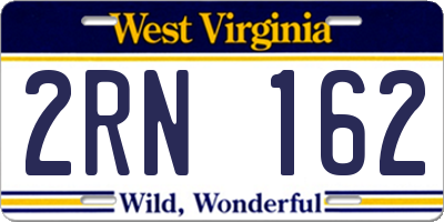 WV license plate 2RN162