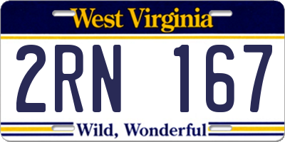 WV license plate 2RN167