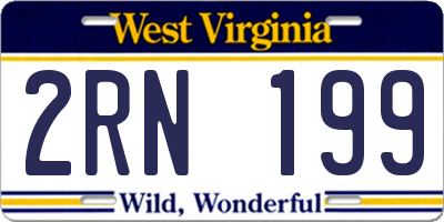 WV license plate 2RN199
