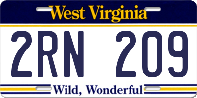 WV license plate 2RN209