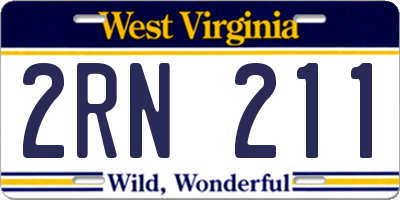 WV license plate 2RN211