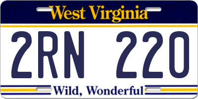 WV license plate 2RN220