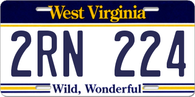 WV license plate 2RN224