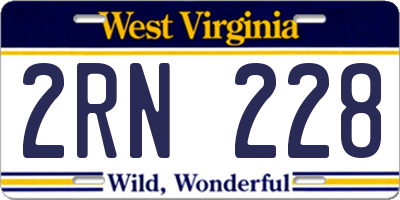 WV license plate 2RN228
