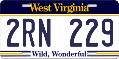 WV license plate 2RN229
