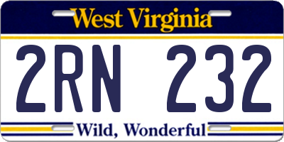 WV license plate 2RN232