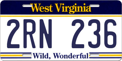 WV license plate 2RN236