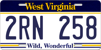 WV license plate 2RN258
