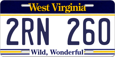 WV license plate 2RN260