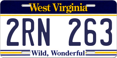 WV license plate 2RN263