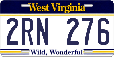 WV license plate 2RN276