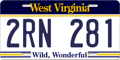 WV license plate 2RN281