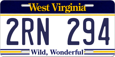 WV license plate 2RN294