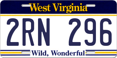 WV license plate 2RN296