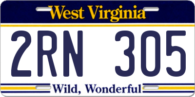 WV license plate 2RN305