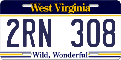 WV license plate 2RN308