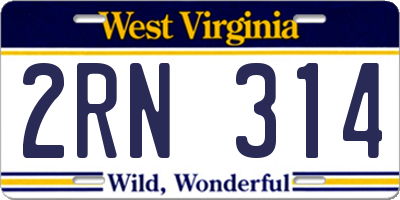 WV license plate 2RN314