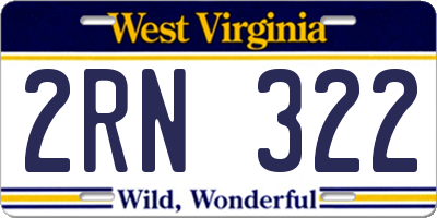 WV license plate 2RN322